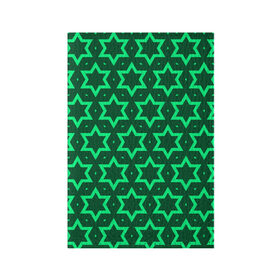 Обложка для паспорта матовая кожа с принтом Звезда Давида в Кировске, натуральная матовая кожа | размер 19,3 х 13,7 см; прозрачные пластиковые крепления | вертикальный рисунок | звезда | звезда давида | звёзды | звезды давида | зеленый | зеленый узор | светлый | тёмный | узор