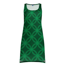 Платье-майка 3D с принтом Зелёный узор в Кировске, 100% полиэстер | полуприлегающий силуэт, широкие бретели, круглый вырез горловины, удлиненный подол сзади. | геометрические фигуры | зеленый | круг | ромб | светлый | темный | узор
