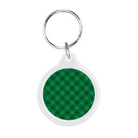 Брелок круглый с принтом Зелёный узор в Кировске, пластик и полированная сталь | круглая форма, металлическое крепление в виде кольца | геометрические фигуры | зеленый | круг | ромб | светлый | темный | узор