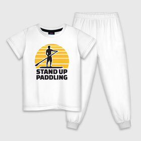 Детская пижама хлопок с принтом Stand up paddling в Кировске, 100% хлопок |  брюки и футболка прямого кроя, без карманов, на брюках мягкая резинка на поясе и по низу штанин
 | Тематика изображения на принте: serfing | sup serfing | sup серфинг | сап серфинг | серфинг
