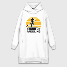 Платье-худи хлопок с принтом Stand up paddling в Кировске,  |  | serfing | sup serfing | sup серфинг | сап серфинг | серфинг