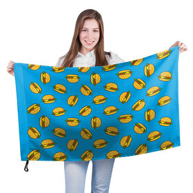 Флаг 3D с принтом БУРГЕРЫ в Кировске, 100% полиэстер | плотность ткани — 95 г/м2, размер — 67 х 109 см. Принт наносится с одной стороны | food | pattern | бургеры | еда | паттерн