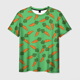 Мужская футболка 3D с принтом CARROTS в Кировске, 100% полиэфир | прямой крой, круглый вырез горловины, длина до линии бедер | food | fruit | pattern | vegan | vegetables | vegetarian | веган | вегетарианство | еда | лето | морковки | мрковь | овощи | паттерн | фрукты | яркие