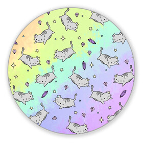 Коврик для мышки круглый с принтом КАВАЙНЫЕ КОТИКИ в Кировске, резина и полиэстер | круглая форма, изображение наносится на всю лицевую часть | animal | cat | cute | pet | аниме | животное | кавай | киса | кот | котэ | милое