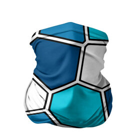 Бандана-труба 3D с принтом Ледяной витраж в Кировске, 100% полиэстер, ткань с особыми свойствами — Activecool | плотность 150‒180 г/м2; хорошо тянется, но сохраняет форму | витраж | геометрия | зенит | сетка | синий | соты | футбол