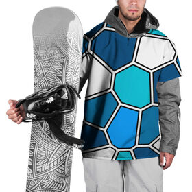 Накидка на куртку 3D с принтом Ледяной витраж в Кировске, 100% полиэстер |  | Тематика изображения на принте: витраж | геометрия | зенит | сетка | синий | соты | футбол