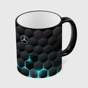 Кружка с полной запечаткой с принтом Mercedes-Benz в Кировске, керамика | ёмкость 330 мл | cell | germany | mercedes benz | pattern | prestige | германия | мерседес | престиж | соты | узор