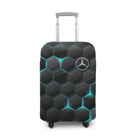 Чехол для чемодана 3D с принтом Mercedes-Benz в Кировске, 86% полиэфир, 14% спандекс | двустороннее нанесение принта, прорези для ручек и колес | cell | germany | mercedes benz | pattern | prestige | германия | мерседес | престиж | соты | узор