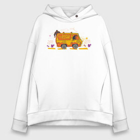 Женское худи Oversize хлопок с принтом The Mystery Machine в Кировске, френч-терри — 70% хлопок, 30% полиэстер. Мягкий теплый начес внутри —100% хлопок | боковые карманы, эластичные манжеты и нижняя кромка, капюшон на магнитной кнопке | scooby doo | the mystery machine | vdzabma | скуби ду