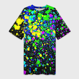 Платье-футболка 3D с принтом Неоновые краски лета в Кировске,  |  | neon | pattern | summer | акварель | арт | брызги | граффити | грязный | грязь | искусство | капли | кислотные | краска | лето | мазки | паттерн | пятна | пятнистый | радуга | радужный | разноцветный | текстура