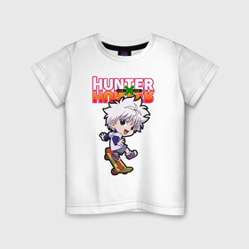 Детская футболка хлопок с принтом Киллуа Hunter x Hunter в Кировске, 100% хлопок | круглый вырез горловины, полуприлегающий силуэт, длина до линии бедер | anime | hunter | hunter x hunter | killua | zoldyck | аниме | зодиак | охотник | охотники