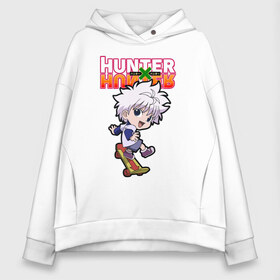 Женское худи Oversize хлопок с принтом Киллуа Hunter x Hunter в Кировске, френч-терри — 70% хлопок, 30% полиэстер. Мягкий теплый начес внутри —100% хлопок | боковые карманы, эластичные манжеты и нижняя кромка, капюшон на магнитной кнопке | anime | hunter | hunter x hunter | killua | zoldyck | аниме | зодиак | охотник | охотники