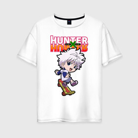 Женская футболка хлопок Oversize с принтом Киллуа Hunter x Hunter в Кировске, 100% хлопок | свободный крой, круглый ворот, спущенный рукав, длина до линии бедер
 | anime | hunter | hunter x hunter | killua | zoldyck | аниме | зодиак | охотник | охотники