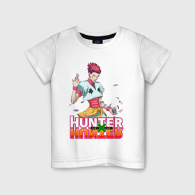 Детская футболка хлопок с принтом Хисока Hunter x Hunter в Кировске, 100% хлопок | круглый вырез горловины, полуприлегающий силуэт, длина до линии бедер | anime | hunter | hunter x hunter | zoldyck | аниме | зодиак | охотник | охотники | хисока