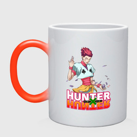 Кружка хамелеон с принтом Хисока Hunter x Hunter в Кировске, керамика | меняет цвет при нагревании, емкость 330 мл | anime | hunter | hunter x hunter | zoldyck | аниме | зодиак | охотник | охотники | хисока