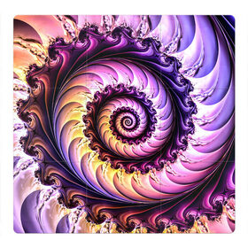 Магнитный плакат 3Х3 с принтом Спираль улитки в Кировске, Полимерный материал с магнитным слоем | 9 деталей размером 9*9 см | Тематика изображения на принте: волна | волны | желтый | раковина улитки | розовый | синий | спираль | улитка | фиолетовый
