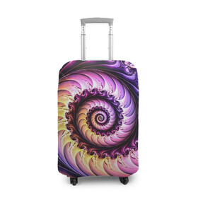 Чехол для чемодана 3D с принтом Спираль улитки в Кировске, 86% полиэфир, 14% спандекс | двустороннее нанесение принта, прорези для ручек и колес | волна | волны | желтый | раковина улитки | розовый | синий | спираль | улитка | фиолетовый