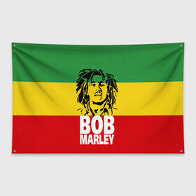 Флаг-баннер с принтом Bob Marley в Кировске, 100% полиэстер | размер 67 х 109 см, плотность ткани — 95 г/м2; по краям флага есть четыре люверса для крепления | bob | bob marley | движение | музыка | рэгги | свобода | стиль | счастье | ямайка