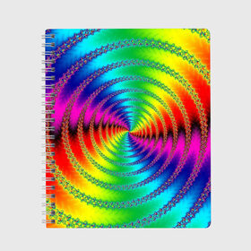 Тетрадь с принтом Цветной гипноз в Кировске, 100% бумага | 48 листов, плотность листов — 60 г/м2, плотность картонной обложки — 250 г/м2. Листы скреплены сбоку удобной пружинной спиралью. Уголки страниц и обложки скругленные. Цвет линий — светло-серый
 | Тематика изображения на принте: насыщенные цвета | радуга | спираль | цвет | цвета | яркие цвета | ярко