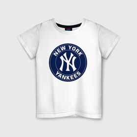 Детская футболка хлопок с принтом New York Yankees в Кировске, 100% хлопок | круглый вырез горловины, полуприлегающий силуэт, длина до линии бедер | Тематика изображения на принте: 