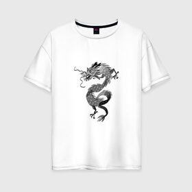Женская футболка хлопок Oversize с принтом Dragon в Кировске, 100% хлопок | свободный крой, круглый ворот, спущенный рукав, длина до линии бедер
 | dragon | дракон | китайски дракон