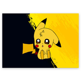 Поздравительная открытка с принтом Пикачу/Pikachu в Кировске, 100% бумага | плотность бумаги 280 г/м2, матовая, на обратной стороне линовка и место для марки
 | anime | baby | cartoon | cute | kawaii | pika pika | pokemon | аниме | анимешникам | глаза | детям | зайчик | зверек | кавайный | кот | котенок | кролик | малыш | милый | мордочка | мультфильмы | няшный | пика пика | пикачу