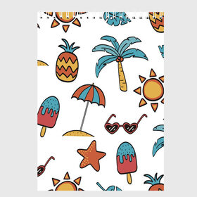 Скетчбук с принтом Отпуск в Кировске, 100% бумага
 | 48 листов, плотность листов — 100 г/м2, плотность картонной обложки — 250 г/м2. Листы скреплены сверху удобной пружинной спиралью | summer | ананас | ананасы | гаваи | гавайская | звезда | звёзды | зонт | лето | мороженное | отдых | отпуск | очки | пальма | пальмы | пляж | солнце | туризм | туристическая