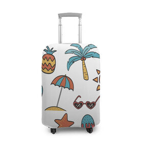Чехол для чемодана 3D с принтом Отпуск в Кировске, 86% полиэфир, 14% спандекс | двустороннее нанесение принта, прорези для ручек и колес | summer | ананас | ананасы | гаваи | гавайская | звезда | звёзды | зонт | лето | мороженное | отдых | отпуск | очки | пальма | пальмы | пляж | солнце | туризм | туристическая