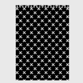Скетчбук с принтом Черепа в Кировске, 100% бумага
 | 48 листов, плотность листов — 100 г/м2, плотность картонной обложки — 250 г/м2. Листы скреплены сверху удобной пружинной спиралью | минимализм | пиратский флаг | рисунок | черепа