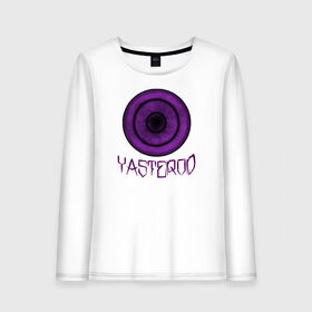 Женский лонгслив хлопок с принтом YASTEROD big в Кировске, 100% хлопок |  | eye | purple | rinnegan | yasterod | глаз | риннеган | фиолетовый