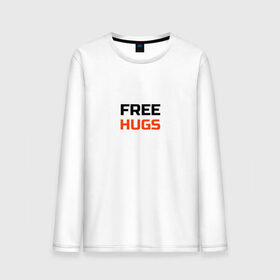 Мужской лонгслив хлопок с принтом free,hugs,бесплатные,обнимашки в Кировске, 100% хлопок |  | Тематика изображения на принте: 
