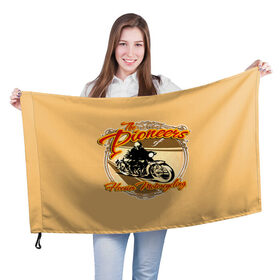 Флаг 3D с принтом Hoosier Motorcycling в Кировске, 100% полиэстер | плотность ткани — 95 г/м2, размер — 67 х 109 см. Принт наносится с одной стороны | Тематика изображения на принте: motorcycle | байкеры | мотоциклы | пионеры