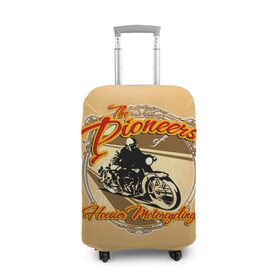Чехол для чемодана 3D с принтом Hoosier Motorcycling в Кировске, 86% полиэфир, 14% спандекс | двустороннее нанесение принта, прорези для ручек и колес | motorcycle | байкеры | мотоциклы | пионеры