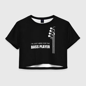 Женская футболка Crop-top 3D с принтом BASS PLAYER (GUITAR) в Кировске, 100% полиэстер | круглая горловина, длина футболки до линии талии, рукава с отворотами | guitar | nick senpai | бас | бас гитара | гитара | марченко | никита марченко