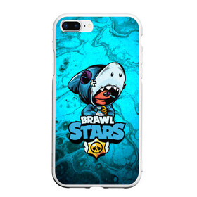 Чехол для iPhone 7Plus/8 Plus матовый с принтом BRAWL STARS LEON SHARK в Кировске, Силикон | Область печати: задняя сторона чехла, без боковых панелей | brawl | brawl stars | brawlstars | crow | fire | flame | game | leon | loen | phoenix | shark | star | stars | акула | бравл | браво | вода | звезда | звезды | игра | леон | огонь | пламя | стар | старс | феникс