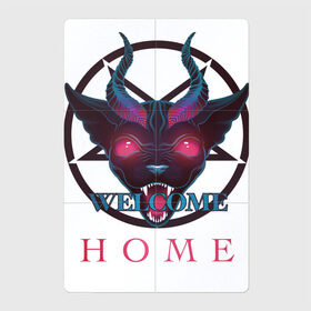 Магнитный плакат 2Х3 с принтом Welcome home в Кировске, Полимерный материал с магнитным слоем | 6 деталей размером 9*9 см | demon | devil | hell | home | welcome | готика | демон | дьявол | кот | надпись | пентаграмма | рога | сфинкс | черт