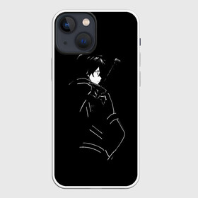 Чехол для iPhone 13 mini с принтом Кирито в Кировске,  |  | Тематика изображения на принте: art | asuna | kazuto | kirito | online | sao | sword | yuuki | асуна | кадзуто | кирито | мастера | меча | мечник | онлайн | сао | черный | юки