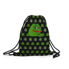 Рюкзак-мешок 3D с принтом Frog Pepe в Кировске, 100% полиэстер | плотность ткани — 200 г/м2, размер — 35 х 45 см; лямки — толстые шнурки, застежка на шнуровке, без карманов и подкладки | Тематика изображения на принте: meme | жаба | звук | лягушка | майнкрафт | мем | пепа | пепе | скин