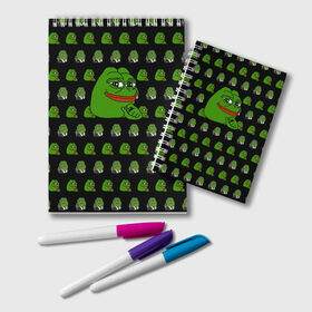 Блокнот с принтом Frog Pepe в Кировске, 100% бумага | 48 листов, плотность листов — 60 г/м2, плотность картонной обложки — 250 г/м2. Листы скреплены удобной пружинной спиралью. Цвет линий — светло-серый
 | Тематика изображения на принте: meme | жаба | звук | лягушка | майнкрафт | мем | пепа | пепе | скин