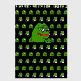 Скетчбук с принтом Frog Pepe в Кировске, 100% бумага
 | 48 листов, плотность листов — 100 г/м2, плотность картонной обложки — 250 г/м2. Листы скреплены сверху удобной пружинной спиралью | Тематика изображения на принте: meme | жаба | звук | лягушка | майнкрафт | мем | пепа | пепе | скин