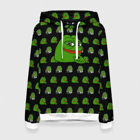 Женская толстовка 3D с принтом Frog Pepe в Кировске, 100% полиэстер  | двухслойный капюшон со шнурком для регулировки, мягкие манжеты на рукавах и по низу толстовки, спереди карман-кенгуру с мягким внутренним слоем. | meme | жаба | звук | лягушка | майнкрафт | мем | пепа | пепе | скин