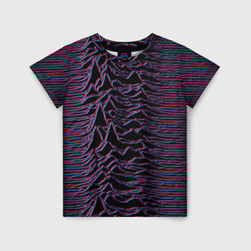 Детская футболка 3D с принтом Joy Division Glitch в Кировске, 100% гипоаллергенный полиэфир | прямой крой, круглый вырез горловины, длина до линии бедер, чуть спущенное плечо, ткань немного тянется | glitch | ian curtis | joy division | rock | unknown pleasures | глюк | иэн кёртис | рок