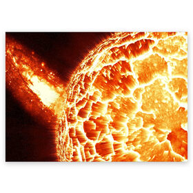 Поздравительная открытка с принтом Космический объект в Кировске, 100% бумага | плотность бумаги 280 г/м2, матовая, на обратной стороне линовка и место для марки
 | planets | взрыв | взрывы | вселенная | вселенский | звезда | звёзды | космические | космический | космос | лава | мантия | огненный | огонь | пламя | планета | планеты | солнце | яркие | яркий