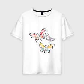 Женская футболка хлопок Oversize с принтом Бабочки в Кировске, 100% хлопок | свободный крой, круглый ворот, спущенный рукав, длина до линии бедер
 | бабочки | девушкам | полет