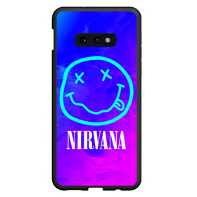 Чехол для Samsung S10E с принтом NIRVANA НИРВАНА в Кировске, Силикон | Область печати: задняя сторона чехла, без боковых панелей | band | cobain | face | kurt | logo | music | nirvana | rock | rocknroll | группа | кобейн | курт | лого | логотип | музыка | музыкальная | нирвана | рожица | рок | рокнролл | символ