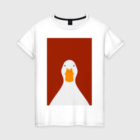 Женская футболка хлопок с принтом Утка в Кировске, 100% хлопок | прямой крой, круглый вырез горловины, длина до линии бедер, слегка спущенное плечо | иллюстрация | мем | мемы | рисунок | смешно | современно | утка