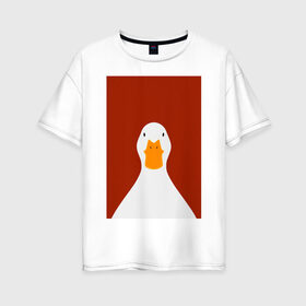 Женская футболка хлопок Oversize с принтом Утка в Кировске, 100% хлопок | свободный крой, круглый ворот, спущенный рукав, длина до линии бедер
 | иллюстрация | мем | мемы | рисунок | смешно | современно | утка
