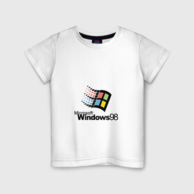 Детская футболка хлопок с принтом Windows 98 в Кировске, 100% хлопок | круглый вырез горловины, полуприлегающий силуэт, длина до линии бедер | microsoft | windows | windows98 | виндовс | майкрософт