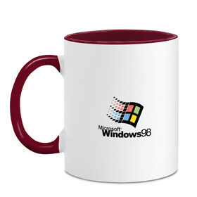 Кружка двухцветная с принтом Windows 98 в Кировске, керамика | объем — 330 мл, диаметр — 80 мм. Цветная ручка и кайма сверху, в некоторых цветах — вся внутренняя часть | microsoft | windows | windows98 | виндовс | майкрософт