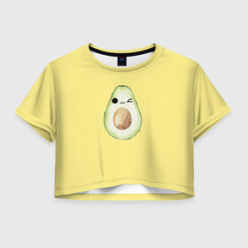Женская футболка Crop-top 3D с принтом Авокадо в Кировске, 100% полиэстер | круглая горловина, длина футболки до линии талии, рукава с отворотами | авокадо